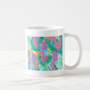 Caneca De Café Flamingo Tropical Jungle Patterno