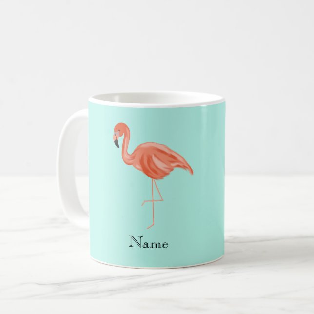 Caneca De Café Flamingo tropical personalizado (Frente Esquerda)