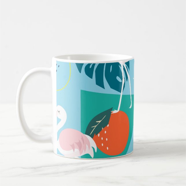 Caneca De Café Flamingo Tropical, Trendy Vintage. (Esquerda)