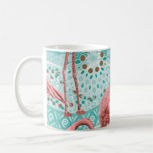 Caneca De Café Flamingo Tropical: Vintage Floral Wallpaper