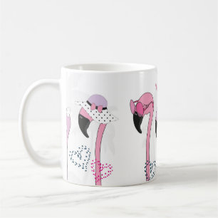Caneca De Café Flamingo vestindo óculos de sol e chapéu no ver