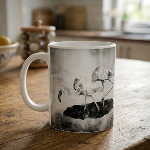 Caneca De Café Flamingos Aquarela Preto e Branco