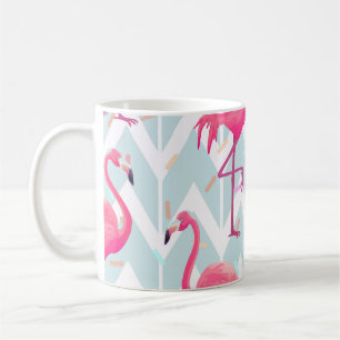 Caneca De Café Flamingos - Cinza De Luz: Tropical Vintage.