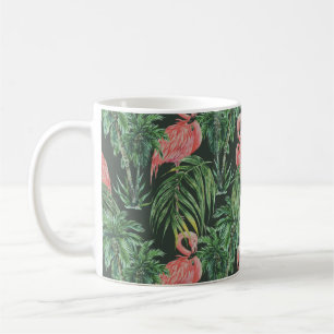 Caneca De Café flamingos cor-de-água, pássaros exóticos, tropi
