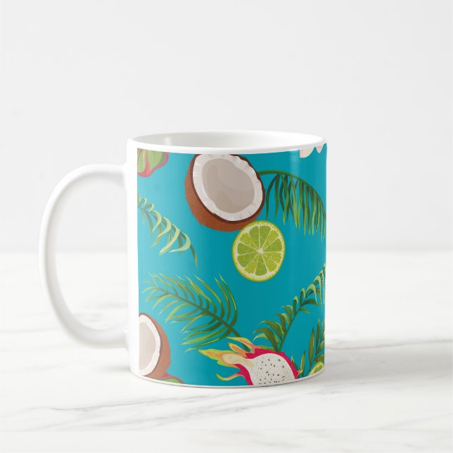 Caneca De Café Flamingos cor-de-rosa: padrão tropical sem costura (Esquerda)
