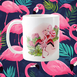 Caneca De Café flamingos cor-de-rosa-praia bonitos adiciona nome 