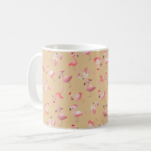 Caneca De Café Flamingos de Natal Jogados em Laranja Claro