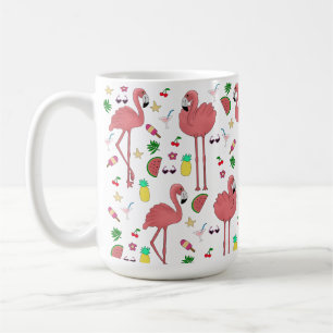 Caneca De Café Flamingos e tema de verão