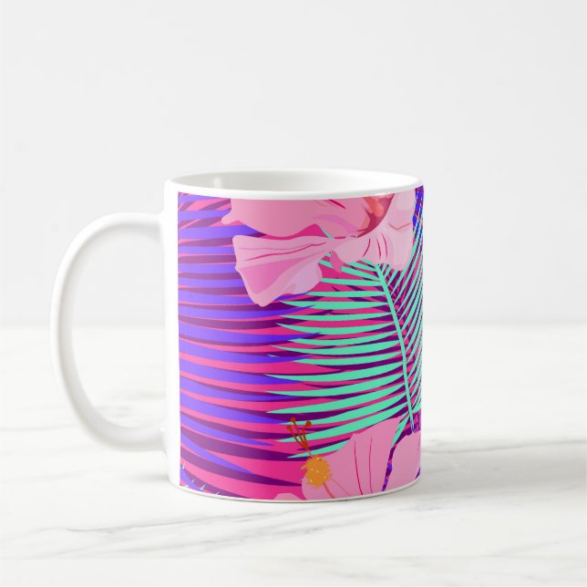 Caneca De Café Flamingos Exóticos: Vintage Rosa Tropical. (Esquerda)