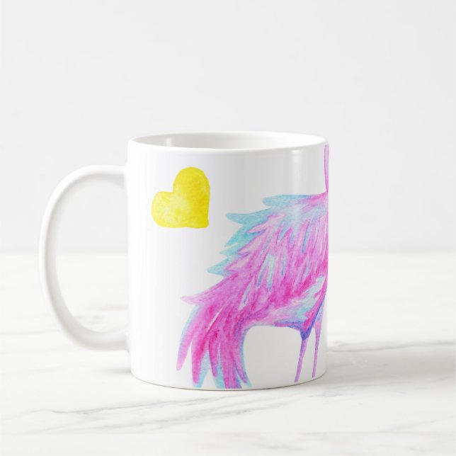 Caneca De Café Flamingos Graceful: Romance com Aquarela (Esquerda)