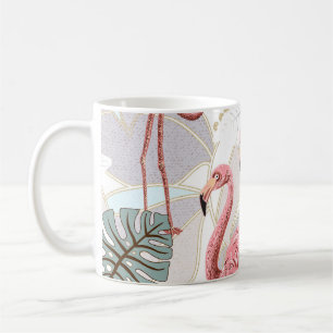 Caneca De Café Flamingos, palmeiras: padrão de colheita.