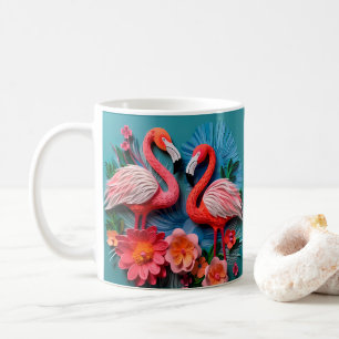 Caneca De Café Flamingos Rosa Impressos 3D