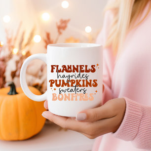 Caneca De Café Flanelas Fogueiras Abóboras Suéteres Fogos Outono