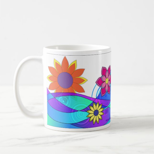 Caneca De Café Flashy Hippie Flowers (Esquerda)