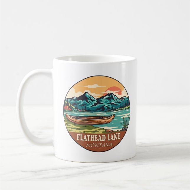 Caneca De Café Flathead Lake Montana Barco Fish Emblem (Esquerda)