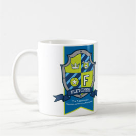 Caneca De Café Fletcher - letra F crest - nome verde azul