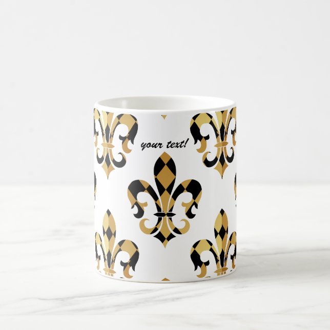 Caneca De Café Fleur de Lis/preto/dourado/fonteDIY (Centro)