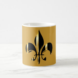 Caneca De Café Fleur de Lis, preto e Dourado