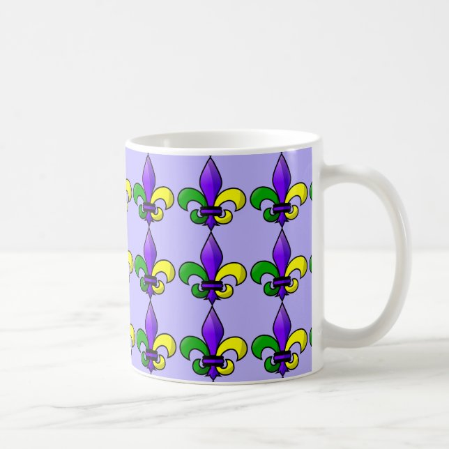 Caneca De Café Fleur-de-lis Purple Green Dourado (Direita)