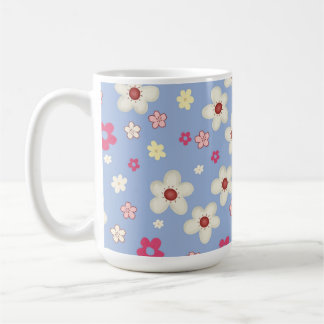 Caneca De Café fleurs printanières sur fond bleu