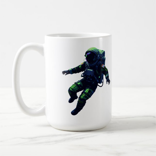 Caneca De Café Floating Astronaut in Space Suit Illustration (Esquerda)