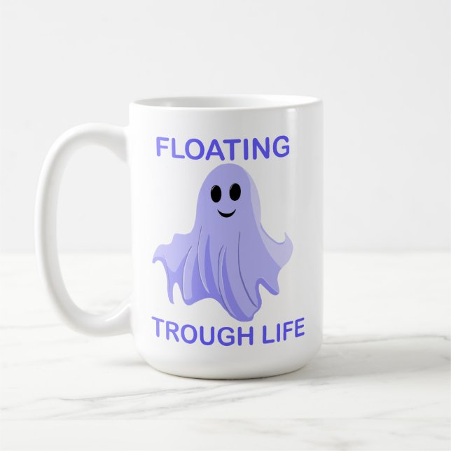 Caneca De Café Floating Through Life Cute Ghost (Esquerda)