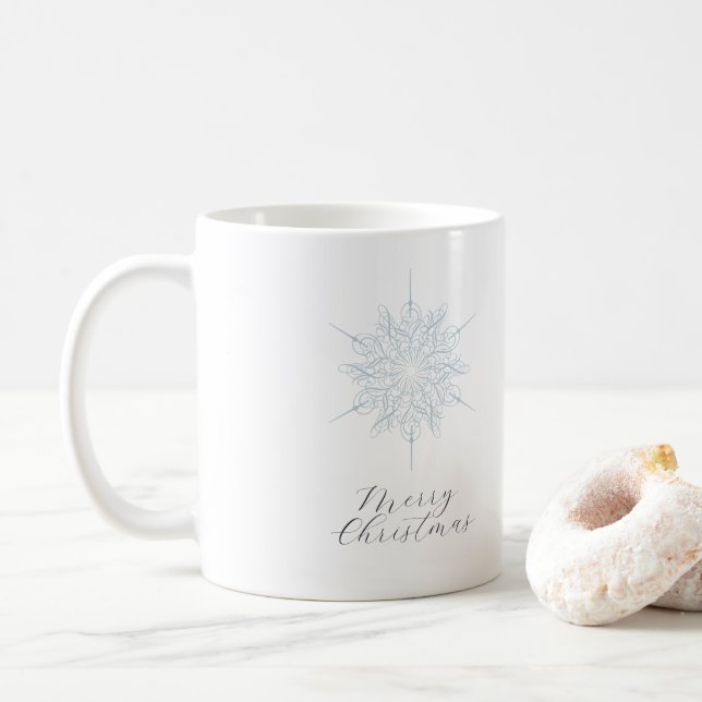 Caneca De Café Floco de neve azul gelado Molho de Natal Feliz (Com Donut)