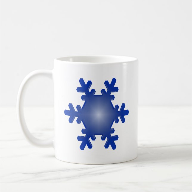 Caneca De Café Floco de Neve Azul Starburst em Branco (Esquerda)