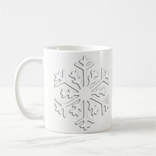 Caneca De Café Floco de neve branco de 3 d num fundo branco