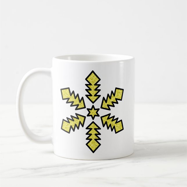 Caneca De Café Floco de Neve Brilhante - Estrela Amarela (Esquerda)