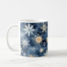 Caneca De Café Floco de neve de cor azul e dourada
