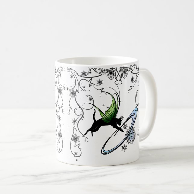 Caneca De Café Floco de neve de gato cósmico (Frente Esquerda)
