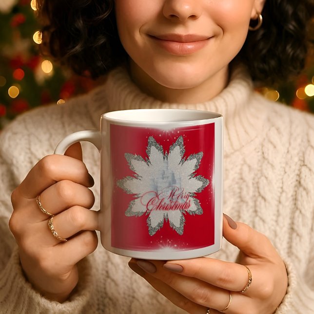 Caneca De Café Floco de neve de natal brilhante Mug (Criador carregado)