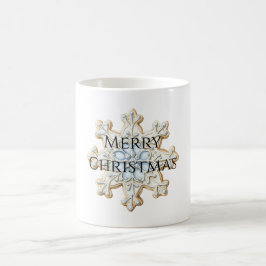 Caneca De Café Floco de neve de Natal de Creme Azul