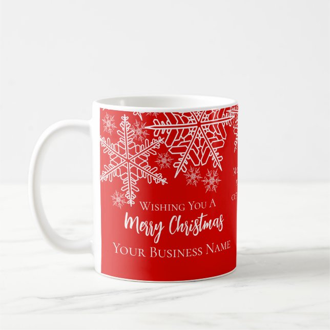 Caneca De Café Floco de neve de Natal de Negócios Vermelho (Esquerda)