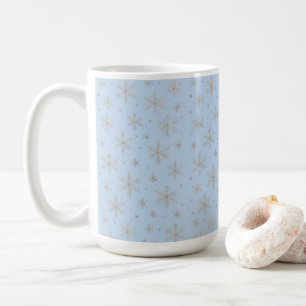 Caneca De Café Floco de Neve Prateado Elegante   Férias de Invern