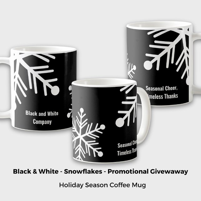 Caneca De Café Floco de neve preto e branco mínimo (Minimal Black & White Bold Snowflake Coffee Mug)