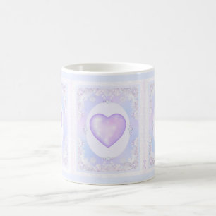 Caneca De Café floco de neve roxo leve e coração brilhando