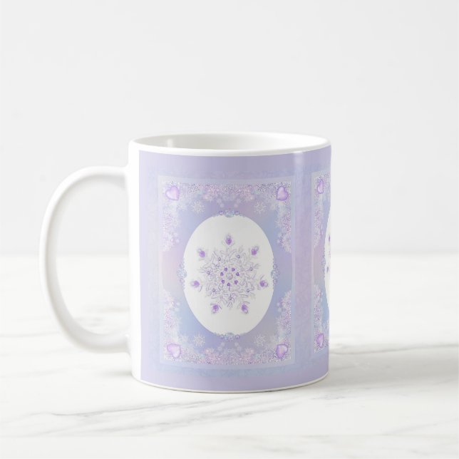 Caneca De Café floco de neve roxo leve e coração brilhando (Esquerda)