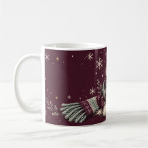 Caneca de Café Floco de Neve Vermelho Gato Aconche