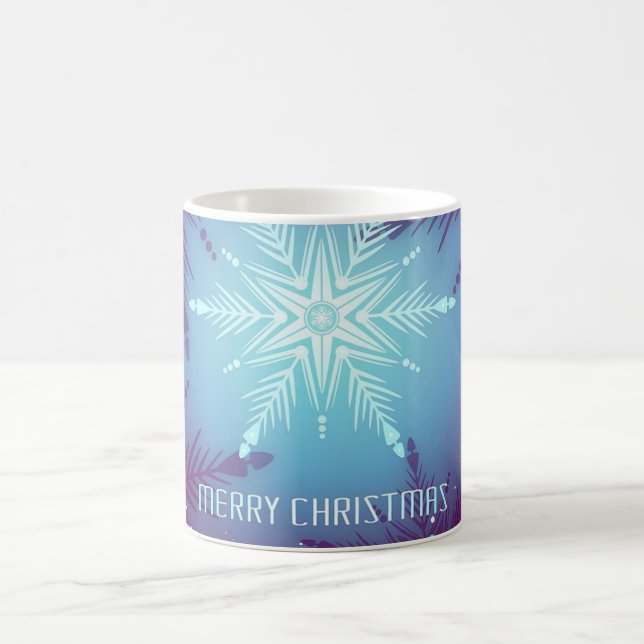 Caneca De Café Flocos de estrelas de neve com brilho azul (Centro)