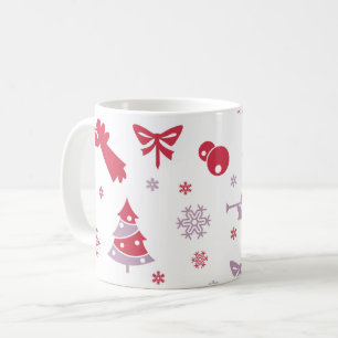 Caneca De Café Flocos de Neve, Anjos e Árvores de Natal