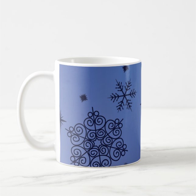 Caneca De Café Flocos de neve azul de Natal (Esquerda)