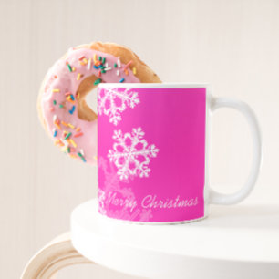 Caneca De Café Flocos de neve bonitos do rosa e do White