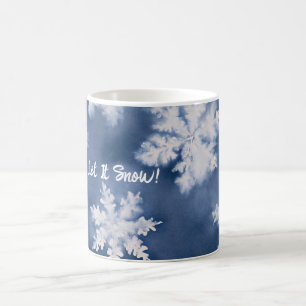 Caneca De Café Flocos de Neve Brancos Azuis