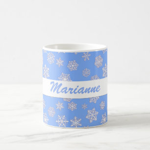 Caneca De Café Flocos de neve brancos de 3 d em um Cof de Fundo A