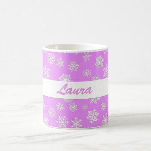 Caneca De Café Flocos de neve brancos de 3 d num café de fundo de
