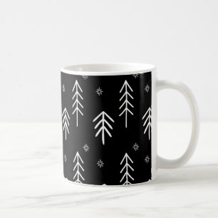 Caneca De Café Flocos de neve brancos e pretos modernos Café M
