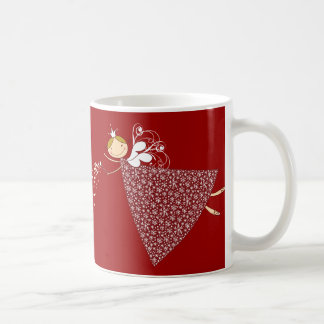 Caneca De Café Flocos de neve brancos Fada de Natal Fada Angel Fo