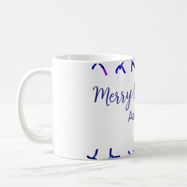 Caneca De Café Flocos de neve brilhantes metálicos azuis Padrão d (Esquerda)